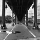 Pont de bir hakeim metro bridge in black and white paris france